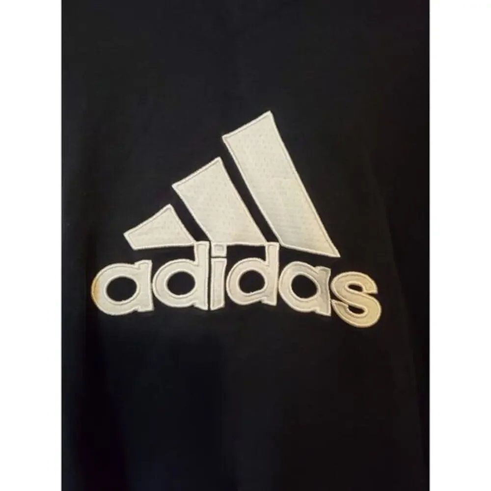Adidas Mens Sweatshirt Hoodie Navy Blue Pockets 100% Cotton Logo Sz‎ S